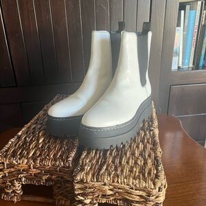 Marc Fisher White and Black Ankle Boots